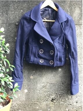 Cropped Wool Blend Coat